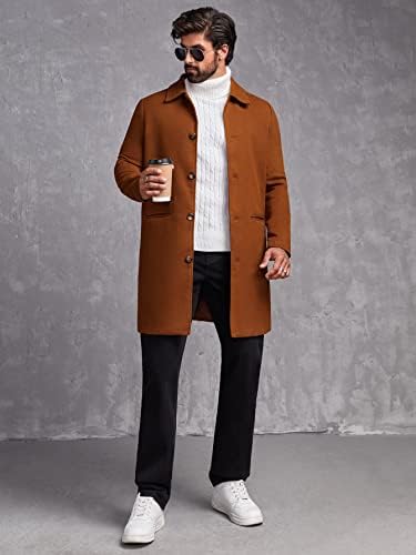 Xinbalove Мъжки якета, палта на копчета с два джоба, 1 бр. (Цвят: ръждиво-кафяво, Размер: Средно)