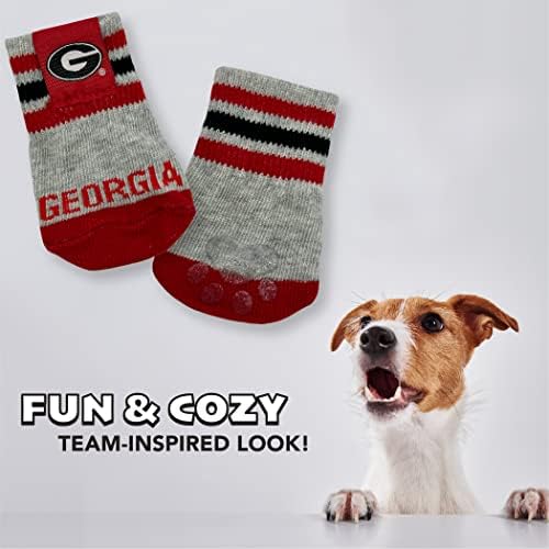 Нескользящие чорапи за кучета NCAA Georgia Bulldogs с Еластична Оребрени езда, Размер X-Small/Малък. Чорапи за