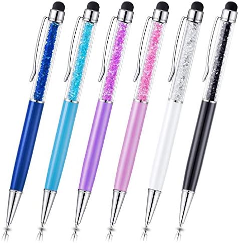 Stylus писалка, Besgoods 6шт Crystal 2 в 1 Тънък Капацитивен Стилус и Химикалка писалка за Сензорни екрани, iPhone 7