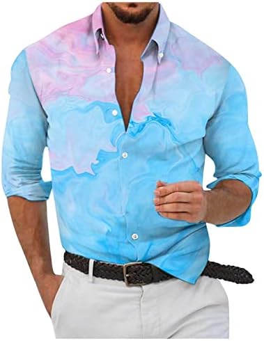 Мъжки ежедневни ризи ayaso в клетка с дълъг ръкав и яка-часова копчета, потник, блуза, за партита, ежедневни свободна риза обичайното намаляване на