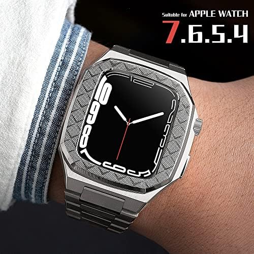 Комплект модификация CNHKAU Метален bezel за Apple Watch 8 7 6 5 4 42 мм 44 мм 45 мм Рамка на корпуса часа Подмяна