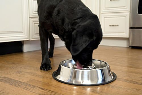Култов комплект за домашни любимци от 2-те миск за бавно хранене от неръждаема Стомана за кучета, Среден, 24 мл, Черен (51439)