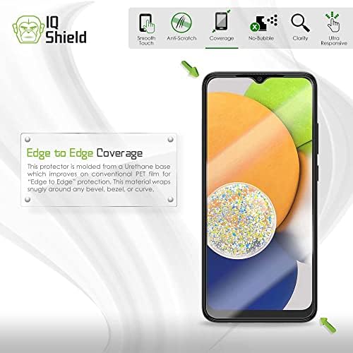 Защитно фолио IQShield, съвместима с Samsung Galaxy A03s (2 опаковки), Антипузырьковая Прозрачен филм