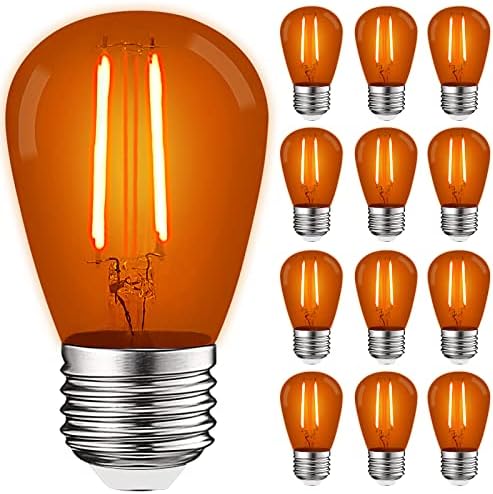 LUXRITE 12-Пакет Led Оранжева крушка S14 Edison, 0.5 W, Цветни led лампа за работа на открито гирлянди, в Списъка на UL, на База E26, За помещения на открито, Декорация, Парти, Празник, П