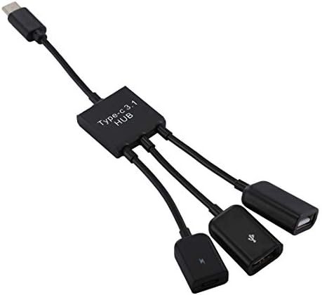 Мрежови продукти LUOKANGFAN LLKKFF Лаптоп USB-C/Type-C за свързване на до две пристанища USB Жена + Micro USB Женски Мини-Кабелен Концентратор-Сплитер USB Адаптер от серията Type-C