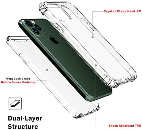 Калъф BAISRKE за iPhone 11 Pro Max, [Вградено защитно фолио за екрана] Двуслойни устойчив на удари Защитен калъф