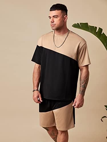 FDSUFDY Облекло от две части за мъже, Мъжки оцветен тениска и шорти (Цвят: многоцветен, Размер: 3X-Large)