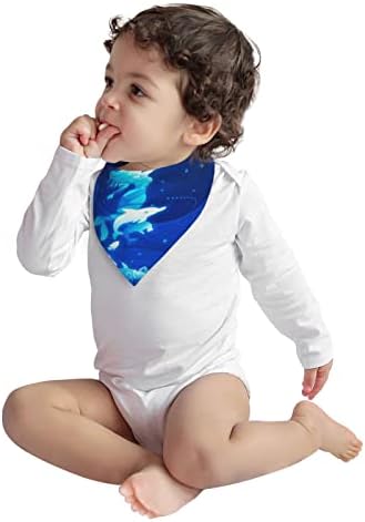 Augenstern Памучни Бебешки Лигавници Синята Звездна Русалка Делфините Детска Кърпа Лигавници За Никнене На Млечни Зъби Хранително-Вкусовата