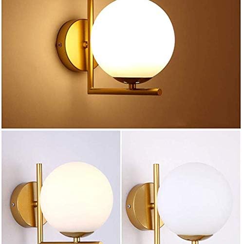 Метален Стенен лампа XJJZS - Прост, Модерен, с монтиран на стената Лампа, Кръгла Прозрачна Стъклена Лампа, Ретро-Индустриален