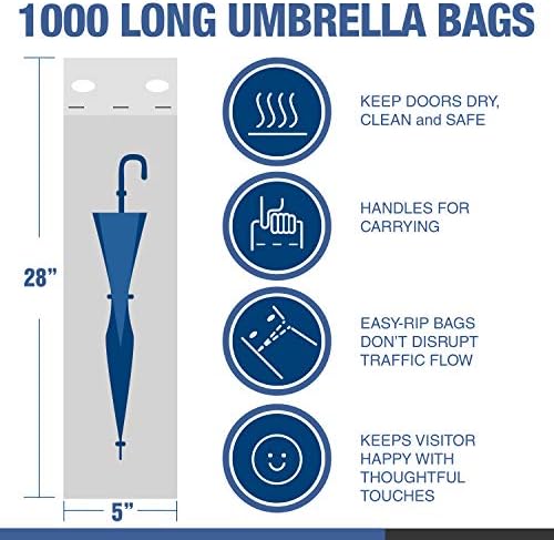 Чанта за мокри чадъри Brella Приятелче - 28 Найлонови торбички за Еднократна употреба за зареждане на каботажните/ притежателя на чадър - 1000 Опаковки Голям размер