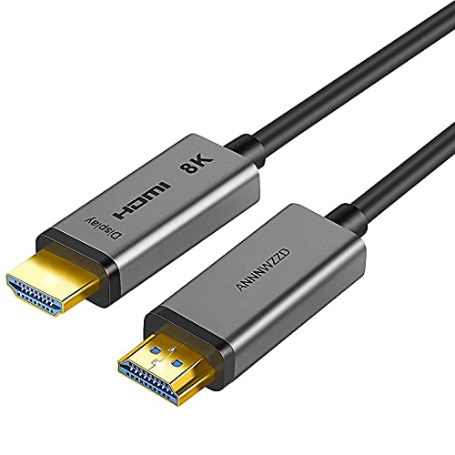 ANNNWZZD оптичен кабел HDMI 2.1 8K, Високоскоростен оптичен кабел HDMI 48 gbps Поддържа 8K, тънък и гъвкав