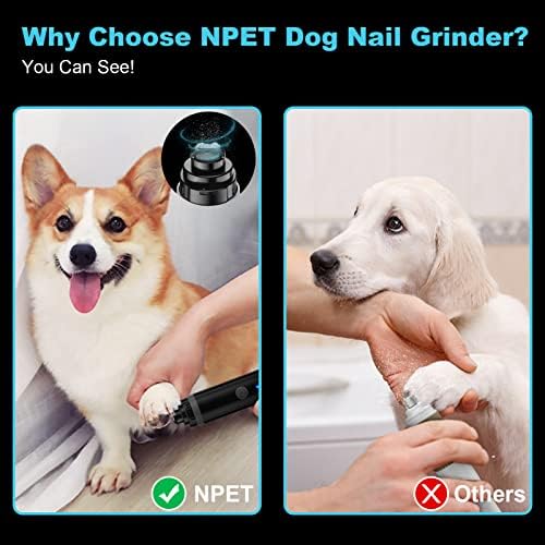 Острилка за нокти NPET за кучета със защита, Акумулаторна Електрическа Пила за нокти за Кучета, 2 Платна Машинка за нокти за