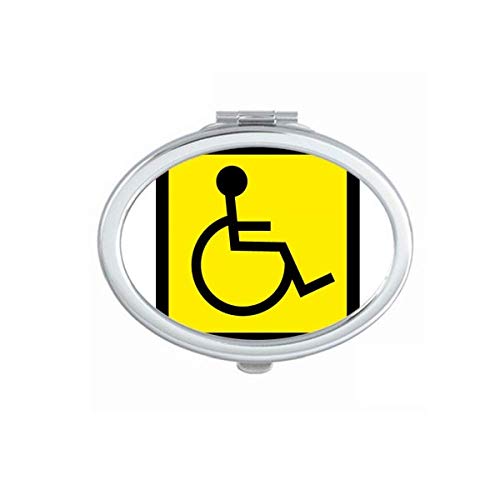 Предупредителен Символ Жълт Черен С Увреждания Квадратно Огледало Портативен Сгъваем Ръчен Грим Двойни Странични