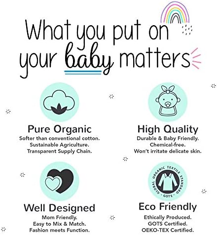Lamaze Organic Baby Бебешко Боди с къс ръкав от Чист Органичен Памук за Момичета, 5 опаковки, Розово, Preemie