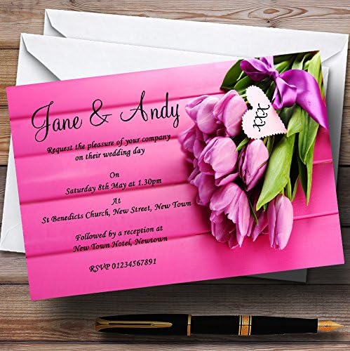 Персонални Покани за Сватба с Розови Лалета