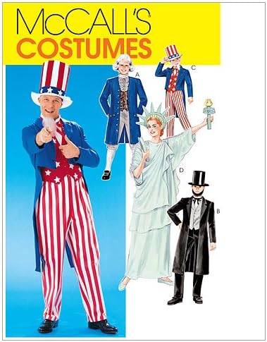 Модели детски костюми Чичо Сам McCall's M6143, Статуята на Свободата, Эйба Линкълн и Джордж Вашингтон, размери 6-7