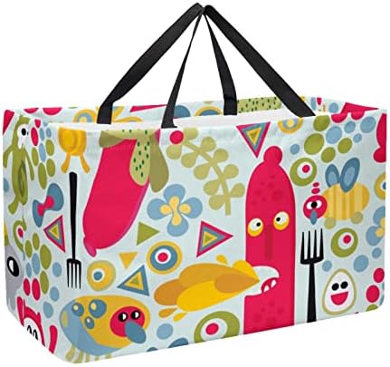 Многократна употреба за Хранителни стоки чанти, забавен cartoony модел, Лека Чанта за рециклиране с дръжка за хранителни