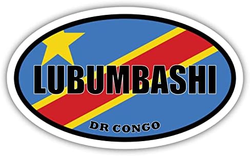 Лубумбаши Флаг ДР Конго Овални Стикер Vinyl Стикер На Бронята 3x5 инча
