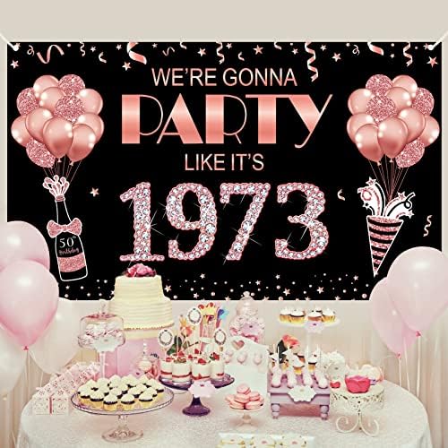 Голям Банер в 50-ти Рожден ден, на Фона на Бижута за жени, Розово злато, Ще Организира парти, Като през 1973 г., Означения за