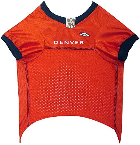 Тениска за кучета на NFL Denver Broncos, Размер: Малък. Най-добрият футболен Трикотажный костюм за кучета