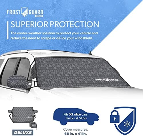 FrostGuard Deluxe | Защита на предното стъкло на превозното средство от лед и сняг с пълно покритие, размер XL - Четка