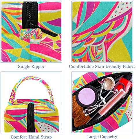 TBOUOBT Косметичка Пътна Косметичка, Bag-Чанта, дамска чанта с цип, Цветни Пера в стил в Абстрактното Изкуство
