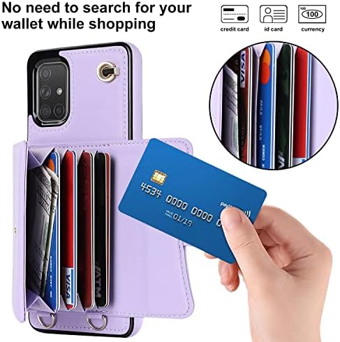 Asuwish Калъф за телефон Samsung Galaxy A71 5G Чанта-портфейл с RFID заключване, Държач за кредитни карти,