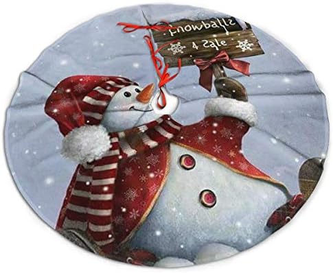 LVeShop Весела Коледа Снежен човек Пола За Коледно Луксозна Кръгла Подложка За вътрешна и Външна Употреба Селски