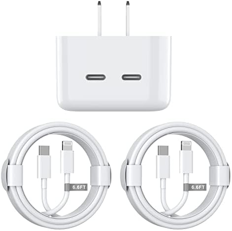 [Сертифициран от Apple Пфи] Бързо зарядно устройство за iPhone 14 13, компактен захранващ Адаптер с два USB