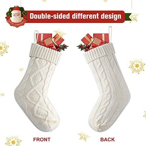 Коледни Чорапи Cotby, 6 опаковки, 18 Инча, Възли Чорапи Големи Размери, Украса за Семейна почивка (Слонова Кост)