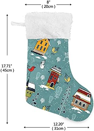 Коледни Чорапи с Снеговиком, Големи Коледни Чорапи за Коледното Трапезария, Елха, Висящи Чорапи за Камината Чорапи
