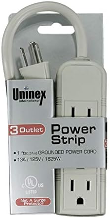 Захранващ кабел Uninex PS28U с компактен заземяване на 3 контакта, е в списъка на UL, с дължина 1 Метър, комплект от 2 теми