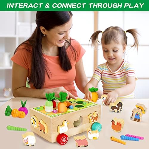 Дървени Играчки Монтесори за малки момичета и Момчета, Дървени Играчки за животни в стопанството, Подаръци за деца