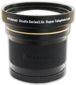 Супертелеобъектив Polaroid Studio series 3.5 X HD Super, включва и калъф за обектив с тапи За цифрови огледално-рефлексни фотоапарати Nikon D40, D40x, D50, D60, D70, D80, D90, D100, D200, D300, D3, D3S, D700, D3000, D5