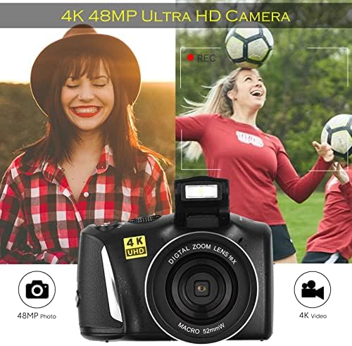 Цифров фотоапарат с Макро - и Широкоъгълен обектив 48MP Камера за видеоблогинга 4K Full HD в YouTube с 3.0 Инчов