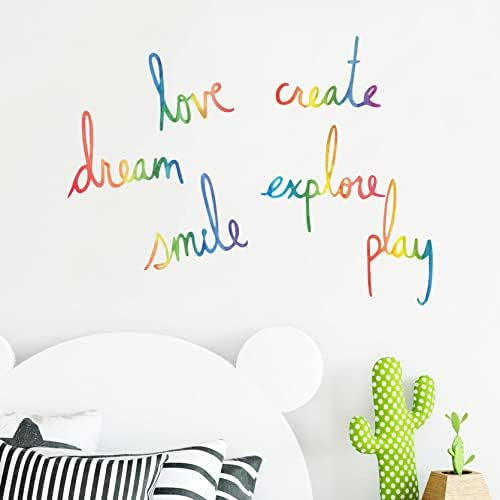 Декор на стените с Вдъхновяващи цитати за хола – Love Dream Smile – боядисани стени за Спалня, Детска, Класната