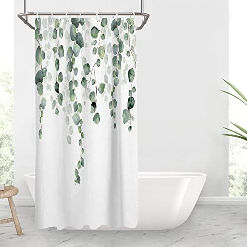 Прозрачна Завеса за душ със зелени листа, Растения, Евкалипт, Ботаническая Цвете от сочни Зелени лозови листа, Водоустойчив