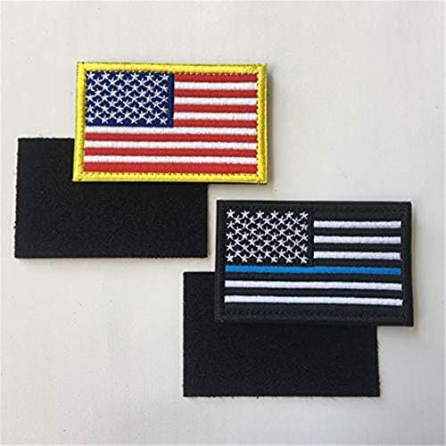 Комплект от 12 теми, нашивка с флага на САЩ, тънка синя линия, тактически американски флаг, Военни ленти на САЩ, Комплект за