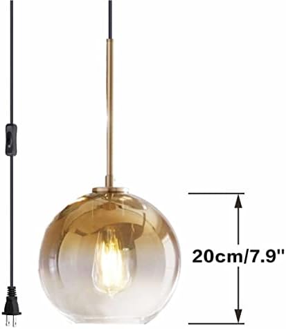 KCO Lighting Модерен Градиентный Окачен Лампа От Златисто Стъкло, Вставной Окачен Лампа с Регулируем Тел за Кухня,