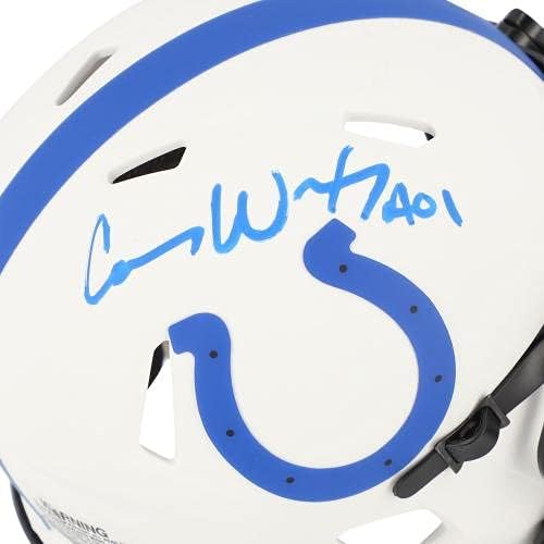 Мини-Каска Carson Wentz Indianapolis Colts с Автограф Riddell Lunar Eclipse Alternate Speed Mini Helmet - Мини-Каски NFL с
