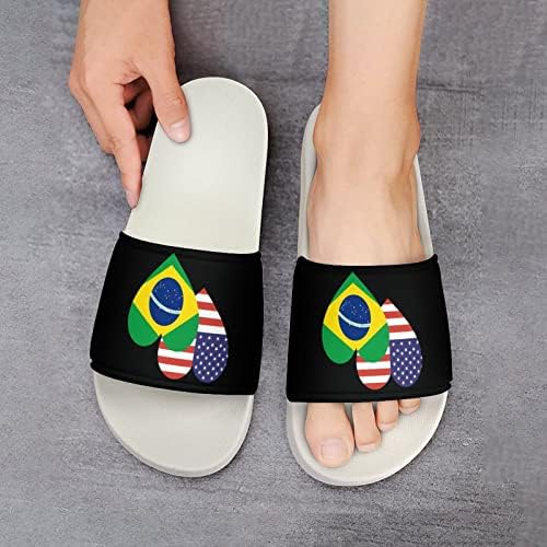 Домашни Сандали с Бразилски Флаг Американско Сърце, Нескользящие Чехли с Отворени Пръсти за Един Душ, Спа Вана