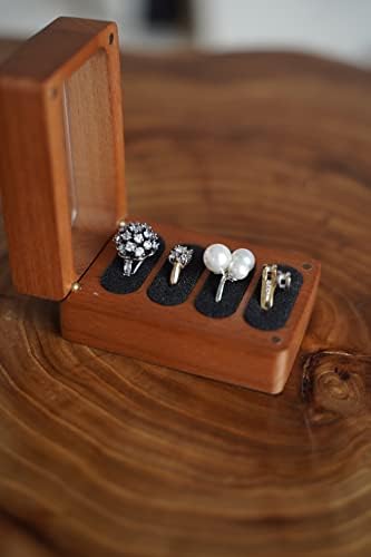 Дървена кутия за пръстени RIZONE, Кутия за Годежни пръстени, Държач за пръстените на Притежателя пръстени за сделки, Дървена