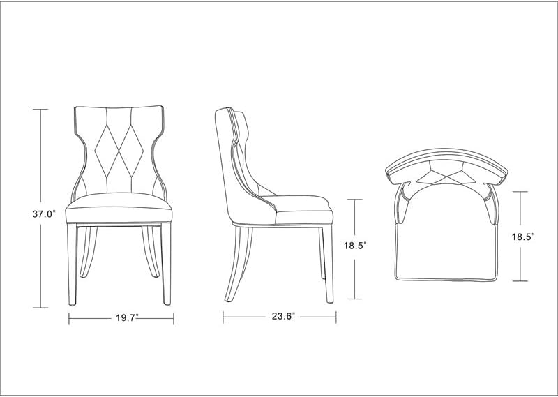 Съвременен стол за хранене Manhattan Comfort Reine средата на века с нежната облегалка, комплект от 2 броя, един размер, сив