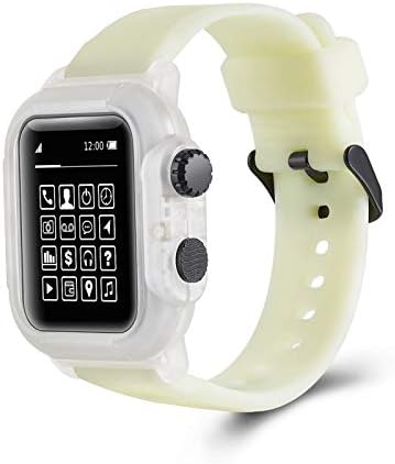 CRFYJ Водоустойчив Силиконов Спортен каишка с калъф за Apple Watch Серия Bands 7 6 5 4 3 2 Se 42 мм 44 мм Подходящи