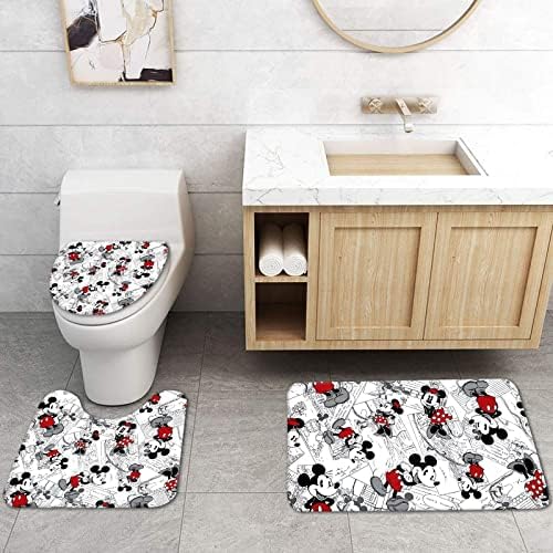 PLMZUOK Комплект Завеси за душ от 4 бр. с Нескользящими подови изтривалки на разположение, капак за Тоалетна и подложка