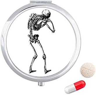 Задната Страна На Скица На Човешкия Скелет Калъф За Хапчета В Джоба Кутия За Съхранение На Лекарства Контейнер Опаковка