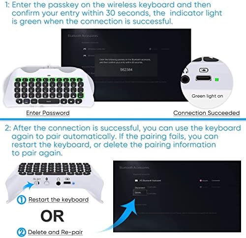 Безжична клавиатура Klipdasse за контролер PS5, Декоративна обвивка, която е Съвместима с wi-fi контролер PS5 (син)