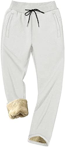 KEFITEVD Мъжки Топли Панталони върху лигавицата на шерпи, Зимни Спортни Панталони за Джогинг с Отворени Ходила на