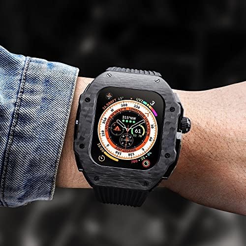 ZEDEVB Луксозен комплект модификация на Apple Watch 8 Ultra 49 мм и каишка от фторуглерода, калъф, изработени