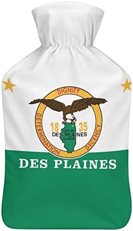 Бутилка за Гореща Вода Flag of Des Plaines 1000 мл, Скъпа Мека Чанта за Впръскване на Вода, Топло за Ръце, Подаръци за Топли